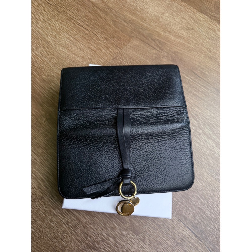 Chloé Black Leather Long Wallet with Gold-Tone Logo Charms - Picture 2 of 11